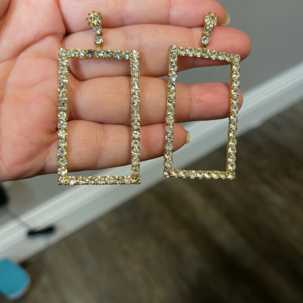 Pave Stone Rectangular Earrings - image 4